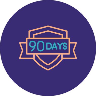 Beyaz arkaplanda izole edilmiş vektör simgesine gitmek için 90 gün