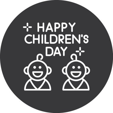 Mutlu Çocuk Günü ikonu tasarımı, vektör illüstrasyonu