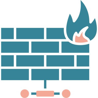 Güvenlik duvarı. Web simgesi vektör illüstrasyonu