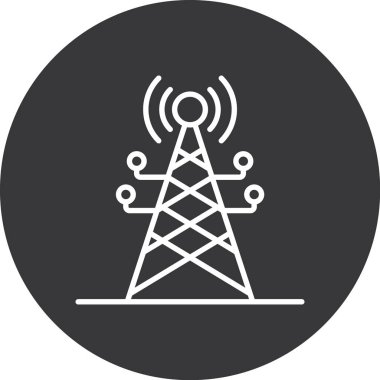 anten kulesi çizgisi simgesi, dış hat vektör işareti, beyaz üzerine izole edilmiş doğrusal resim. Sembol, logo illüstrasyonu. düzenlenebilir vuruş