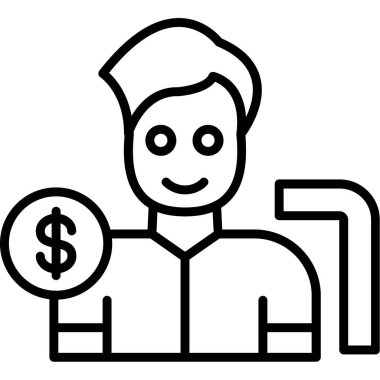 İş adamı para simgesi, vektör illüstrasyonu