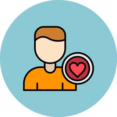 Kalp ikonu olan bir adam, basit vektör çizimi