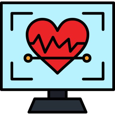 kalp monitörü simgesi, vektör illüstrasyon tasarımı