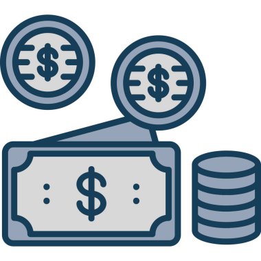 Dolar işareti simgesi olan para sikkeleri, vektör illüstrasyonu
