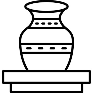 vazo çiçek simgesi taslak biçiminde