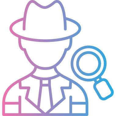 Dedektif man ikon vektör illüstrasyonu