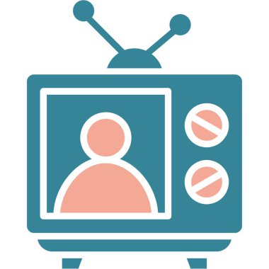 TV televizyon simgesi, vektör illüstrasyonu