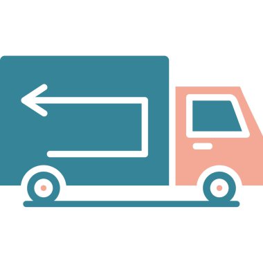 dağıtım kamyonu düz vektör simgesi.