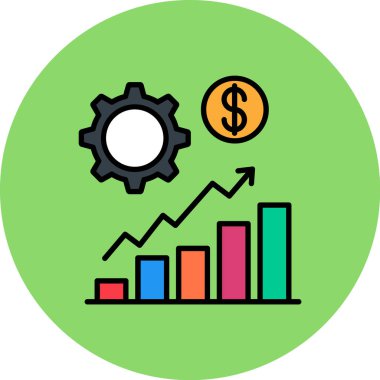 iş grafiği düz simgesi, vektör, illüstrasyon