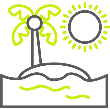 Güneş ve plaj simgesi, basit vektör çizimi