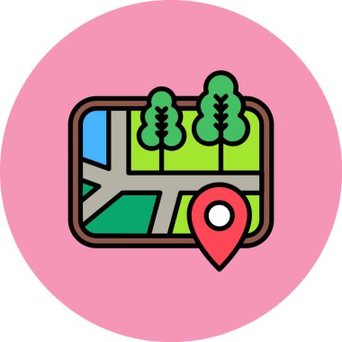 konum vektörü düz renk simgesi