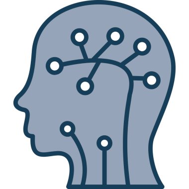 Beyin ikonu vektör illüstrasyonlu baş