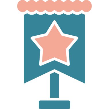 Ödül madalyası ikonu. biçim iki renkli düz simge, mavi ve cyan renkler, yuvarlak açılar, beyaz arkaplan.