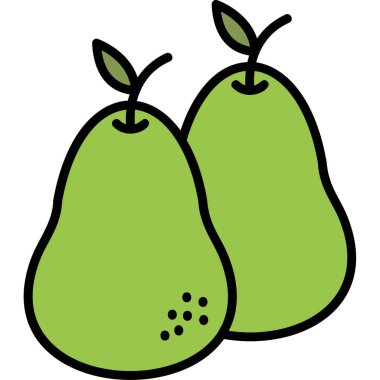 Yapraklı yeşil armudun vektör çizimi