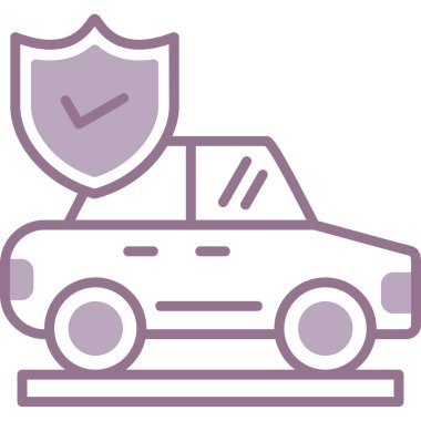 Araba sigortası ikonu. Web için sigorta vektör simgelerinin özet çizimi
