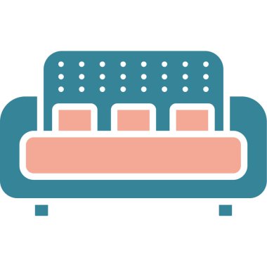 kanepe düz simgesi, vektör çizim