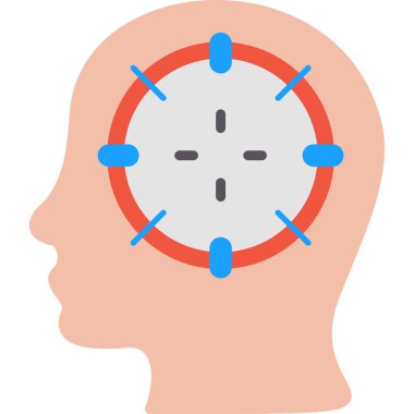 Beyni olan bir kafa. Beyaz arkaplanda resimler.