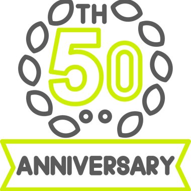 50. yıldönümü, yıldönümü, doğum günü, vektör illüstrasyonu
