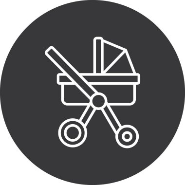 Bebek arabası ikonu. Basit bir çizim. vektör illüstrasyonu.
