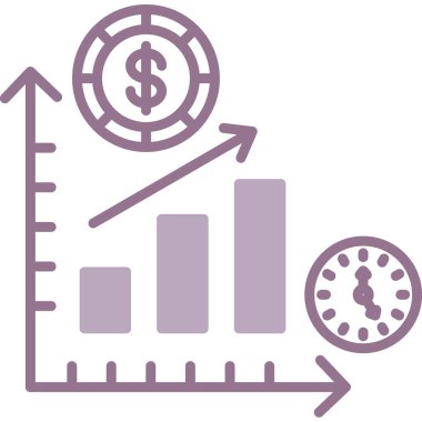 Doldurulmuş ana hatlar biçiminde iş büyümesi grafiği simgesi