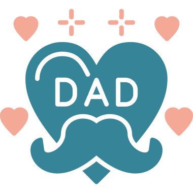 Babalar günün kutlu olsun, baba ve kız kalp şekli vektör çizimi tasarımı