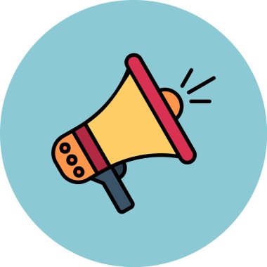 Reklam megafon simgesi renk ana hatları vektörü