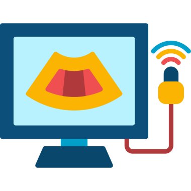 Bilgisayar simgesi, vektör illüstrasyonlu monitör