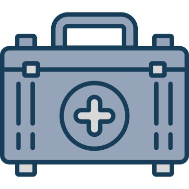 İlk yardım çantası ikonu. Web için tıbbi durum vektör simgelerinin basit çizimi