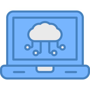 bilgisayar dizüstü bulut simgesi, vektör illüstrasyonu