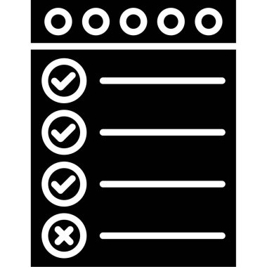 Beyaz arkaplanda izole edilmiş kontrol listesi simgesi, vektör illüstrasyonu