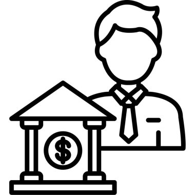 Banka binası simgesi, basit illüstrasyon