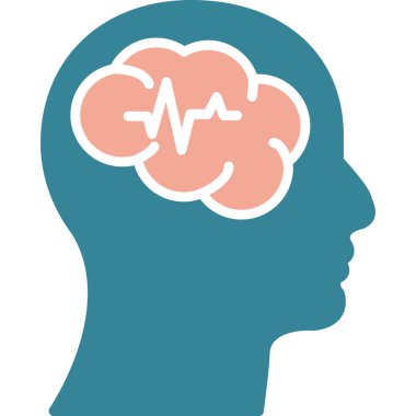 Beyin simgesi olan insan kafası, vektör illüstrasyonu