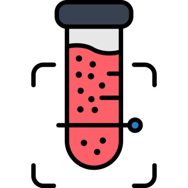 Test tüpü simgesi. Taslak test tübü vektör rengi düz izole