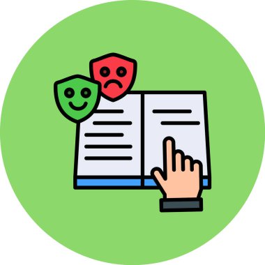 Belge simgesi renk ana hatlı üzgün yüz