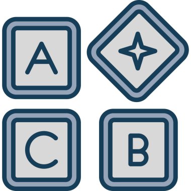 Dört basit düz simge seti