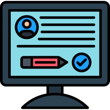 Yazı Simgesi, Basit Renk Vektörü İllüstrasyonu