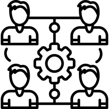 ağ takım çalışması kişilerinin simgesi ana hat biçiminde