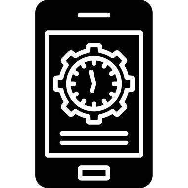 saat simgesine sahip cep telefonu, basit tasarım