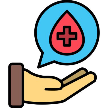 Kan bağışı simgesi renk ana hatları vektörü