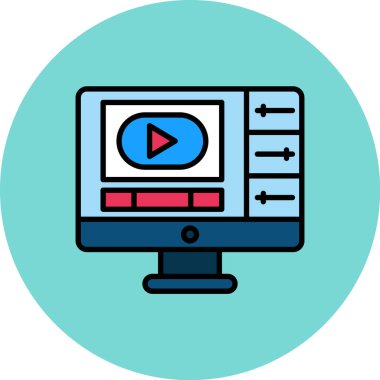 Video oynatıcı. Web simgesi vektör illüstrasyonu