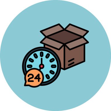 24 saat servis teslim simgesi, vektör illüstrasyonu