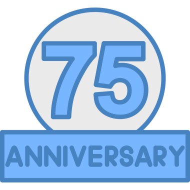 75. yıldönümü tabelası, yedinci yıldönümü, doğum günü, ikon vektör çizimi