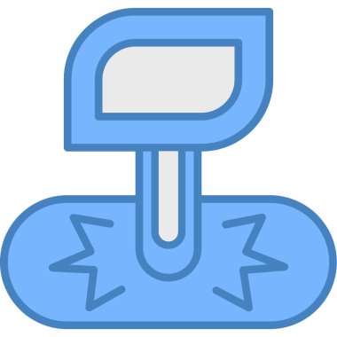 Mavi ve beyaz renkli bir karikatür simgesinin vektör çizimi