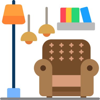 Mobilya ev içi simgesi Düz stil