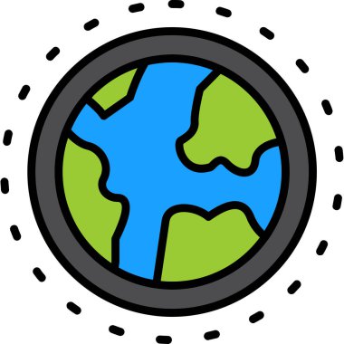 Dünya gezegeninin simgesi - dış hatlar biçiminde