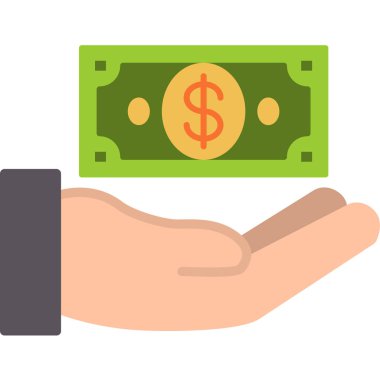 Dolar banknotları ve sikke vektör çizimi tasarımı ile el