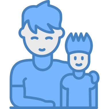 Baba ve oğul ikonu. Web için anne ve bebek vektör simgelerinin özet çizimi