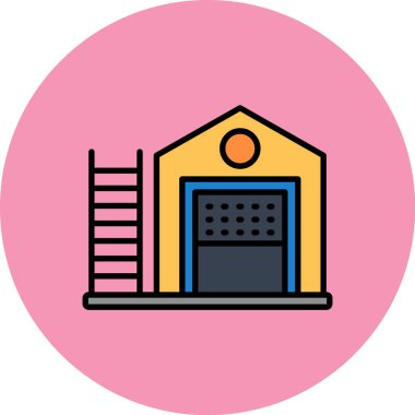 Bina. Web simgesi basit illüstrasyon