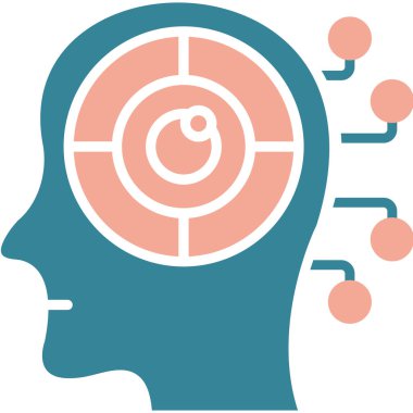 Beyni olan bir kafa, vektör çizimi, basit tasarım, eps