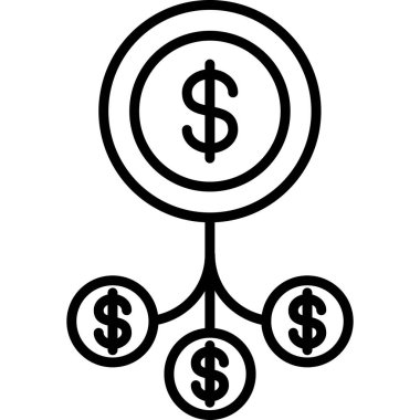 Dolar işareti para simgesi ana hat biçiminde